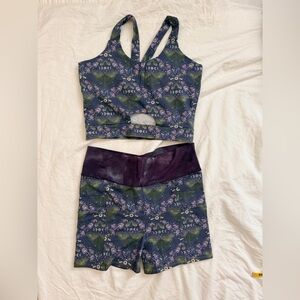 Loverly Goods Floral Moth Butterfly Mushroom Moon Print Crop Top Shorts Set